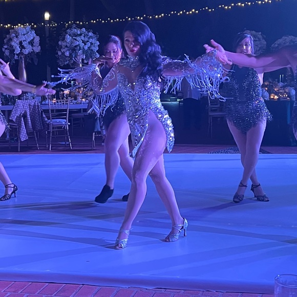 Bridal White bling silver dance costume - Picture 2 of 6